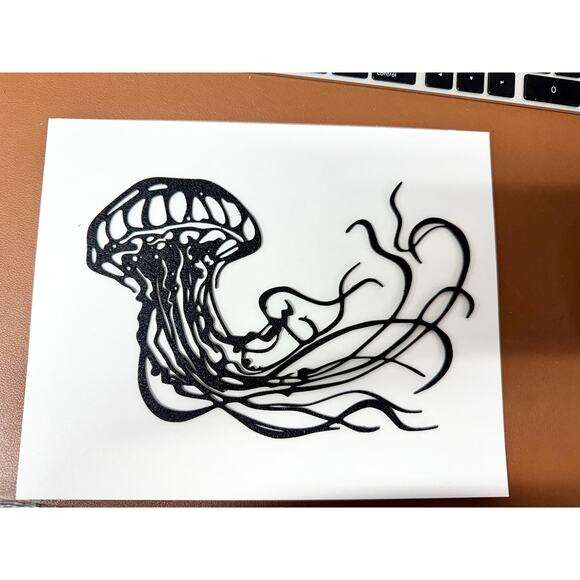 3D Printed Jellyfish Wall Art Intricate Black Design Modern Ocean Decor Bathroom - Picture 4 of 4